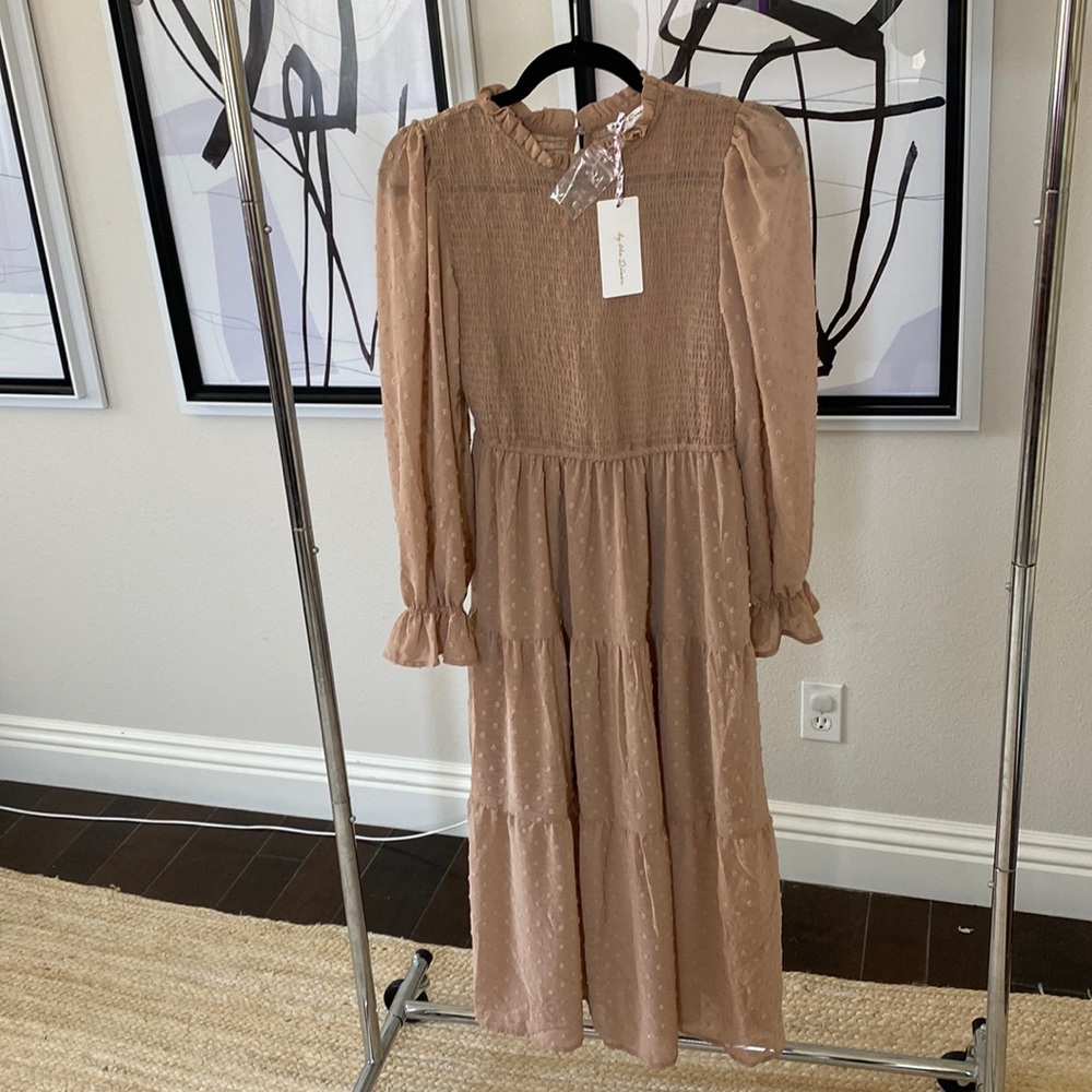 New By the River Dress Long Sleeved Nude Dress NWT